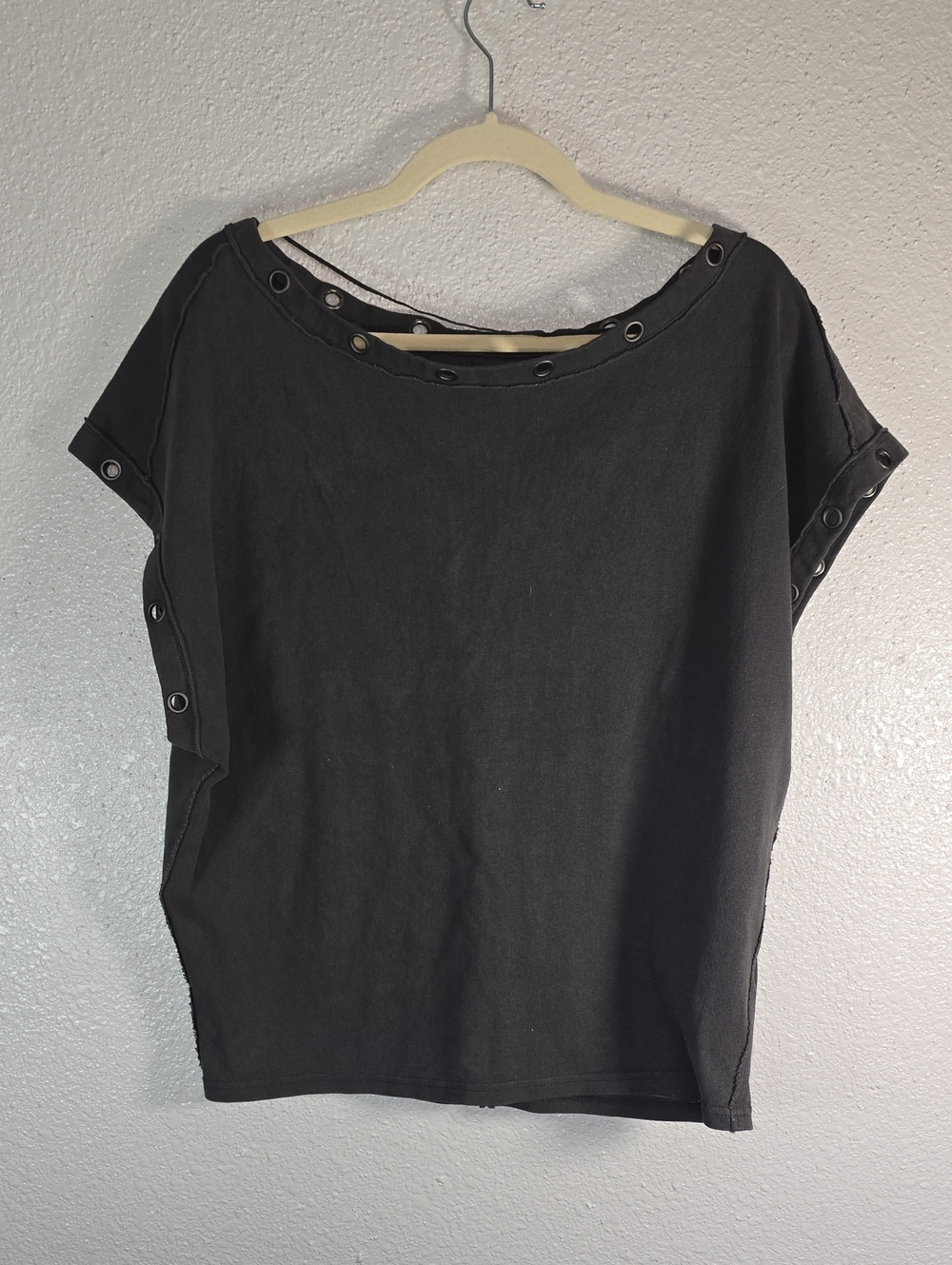 Wr The Free Black Eyelet Detail Women's Top